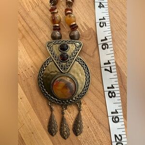 Big VINTAGE Necklace Pendant Bohemian Jewelry From 1928 Company, Very Long Chain